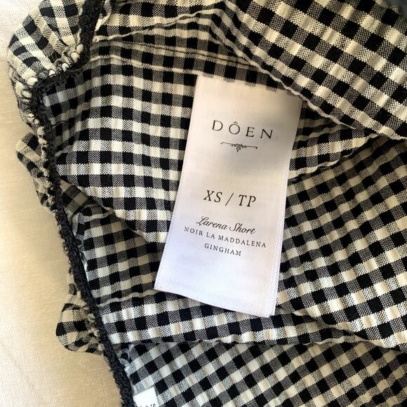 Doen Larena Cotton Seersucker Shorts Noir La Maddalena Gingham Black White - Picture 11 of 13